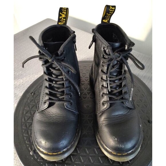 Dr Martens kids Laced Zip Up Gloss Black Shoes Boots 1460 J 13 - Picture 2 of 16